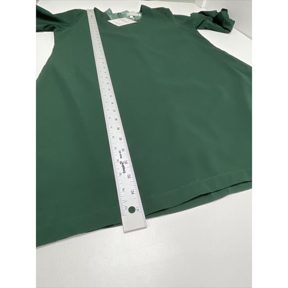 BELONGSCI NWT V Neck Bell Sleeve Shift Mini Green Dress Women L Fairy Flowy Cute - Picture 9 of 12